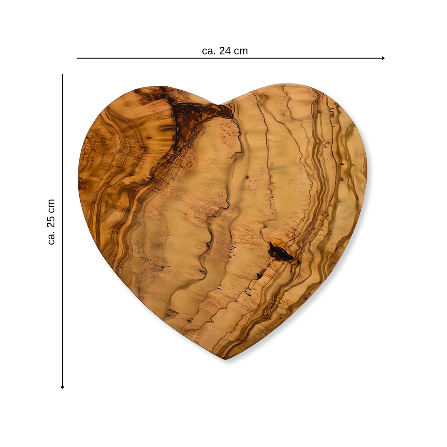 Herz Frühstücksbrett aus Olivenholz