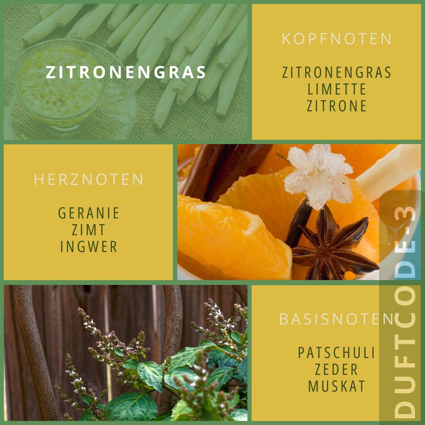 Duftkerze im Glas mit Zitronengrasduft DUFTCODE-3