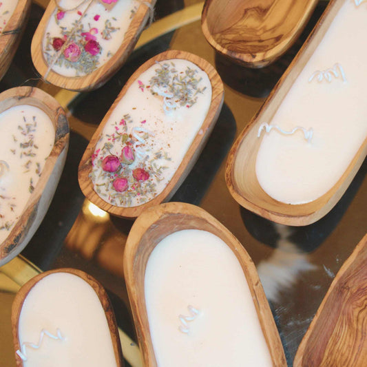 Sojawachskerze Olivenholz