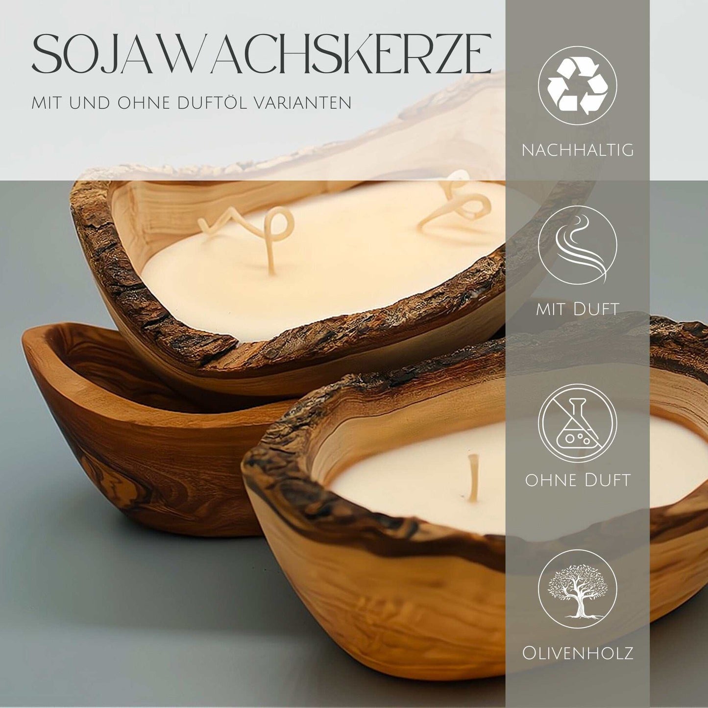 Hygge Duftkerze Sojawachskerze in Olivenholz Rustikal