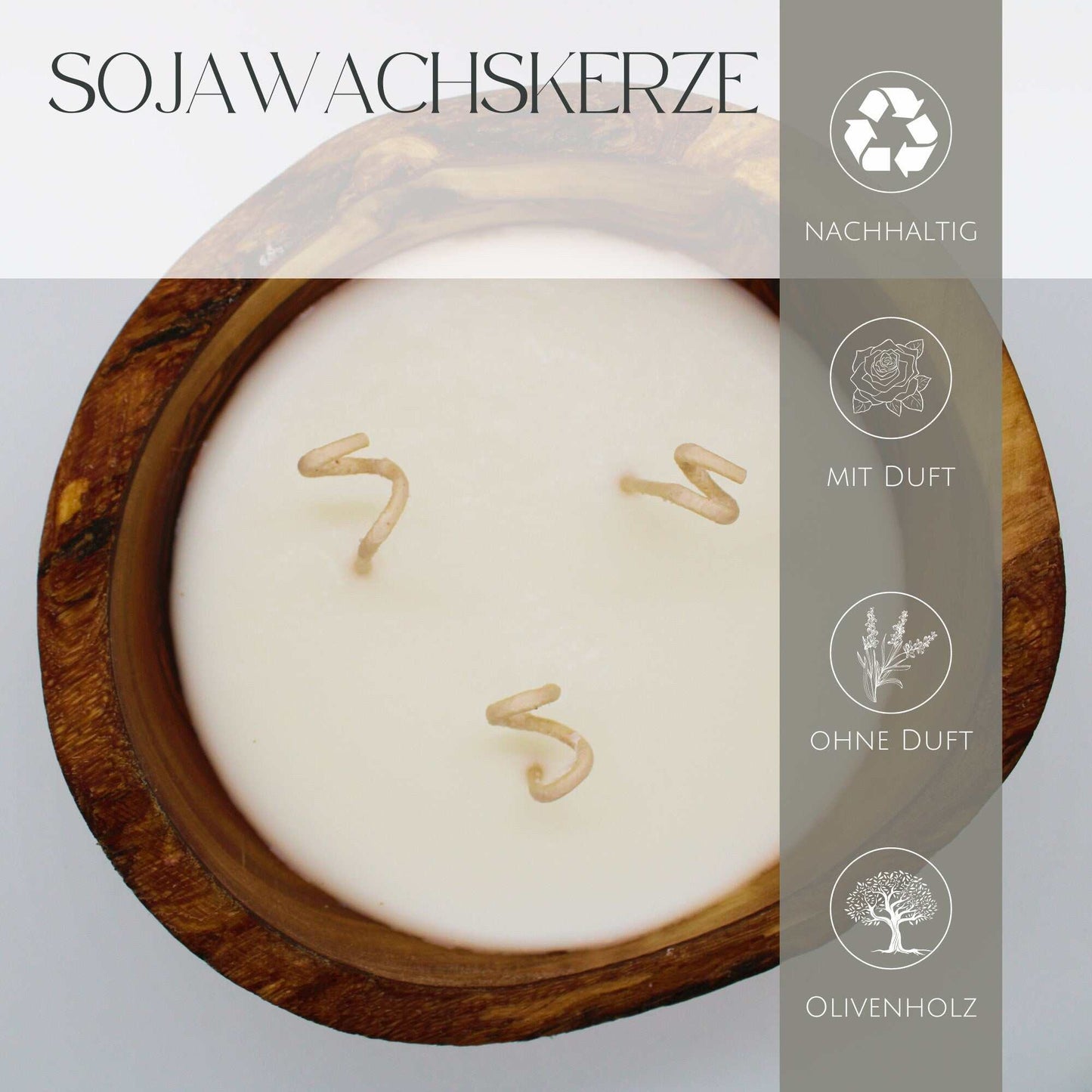 Hygge Duftkerze Sojawachskerze in Olivenholz Runde Kerze