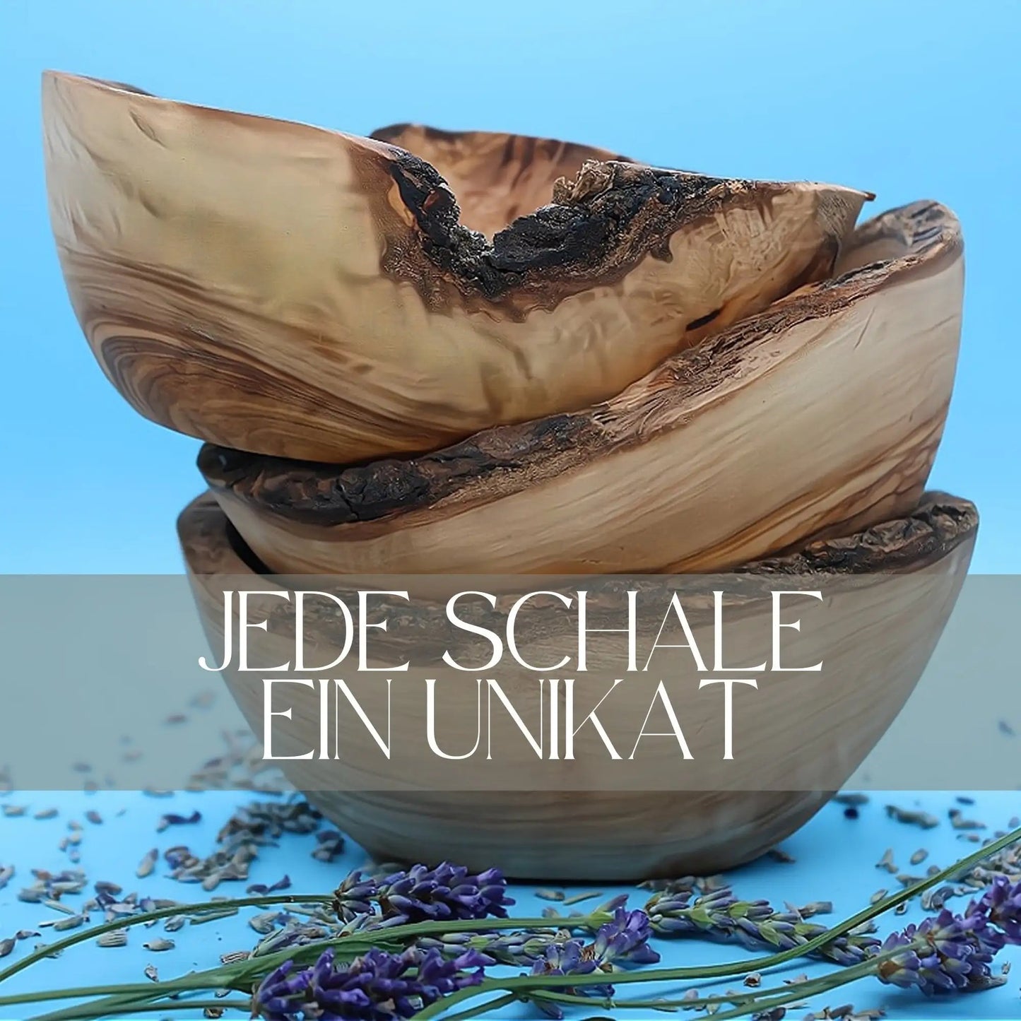 Sojawachskerze in Olivenholzschale mit besonderem Rosen-Relief, große Luxus Kerze 35-39 cm